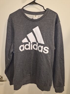 Adidas Men's Heather Gray Crewneck Sweatshirt L and Matching Joggers M